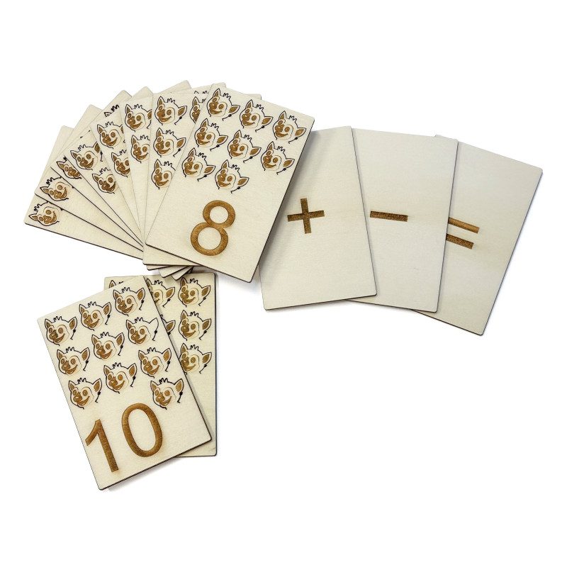 Lemur wooden cards for learning mathematics