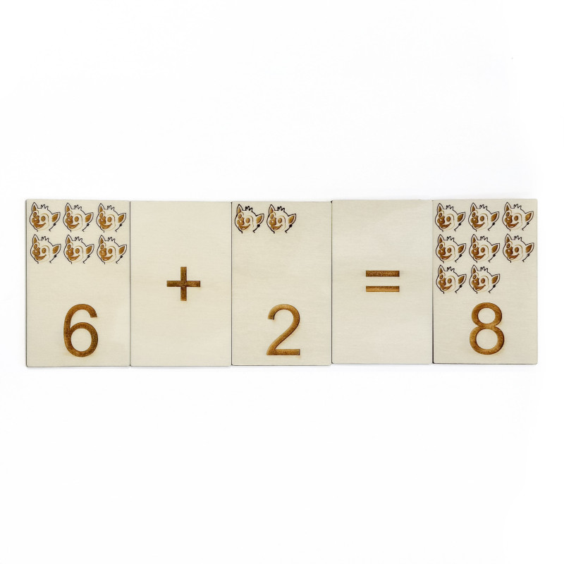 Lemur wooden cards for learning mathematics