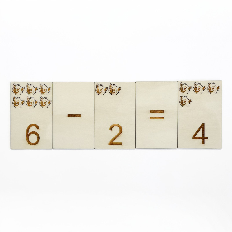 Lemur wooden cards for learning mathematics
