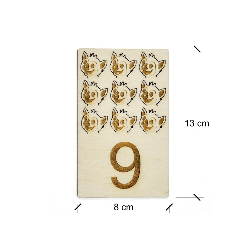 Lemur wooden cards for learning mathematics